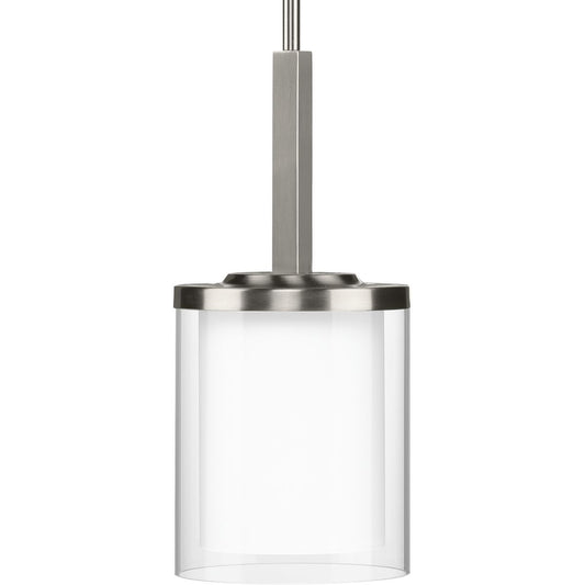 PROGRESS LIGHTING P500192-009 Brushed Nickel Mast Collection One-Light Brushed Nickel Clear Glass Coastal Mini-Pendant Light
