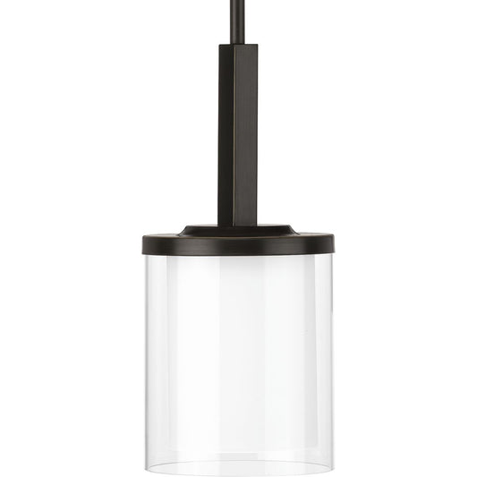 PROGRESS LIGHTING P500192-020 Antique Bronze Mast Collection One-Light Antique Bronze Clear Glass Coastal Mini-Pendant Light