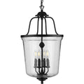 PROGRESS LIGHTING P500207-031 Matte Black Bowman Collection Four-Light Black Foyer Pendant