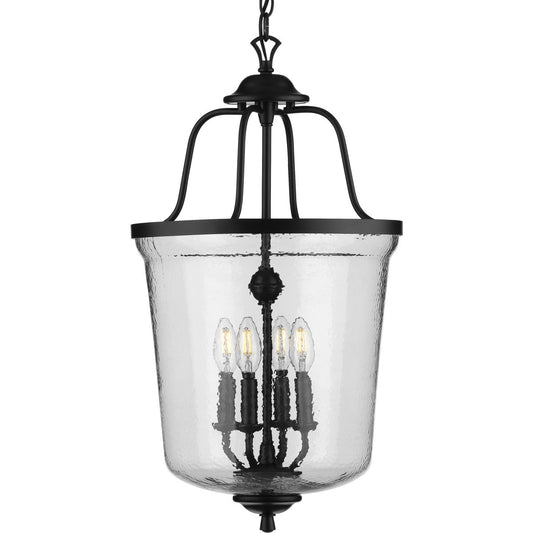 PROGRESS LIGHTING P500207-031 Matte Black Bowman Collection Four-Light Black Foyer Pendant