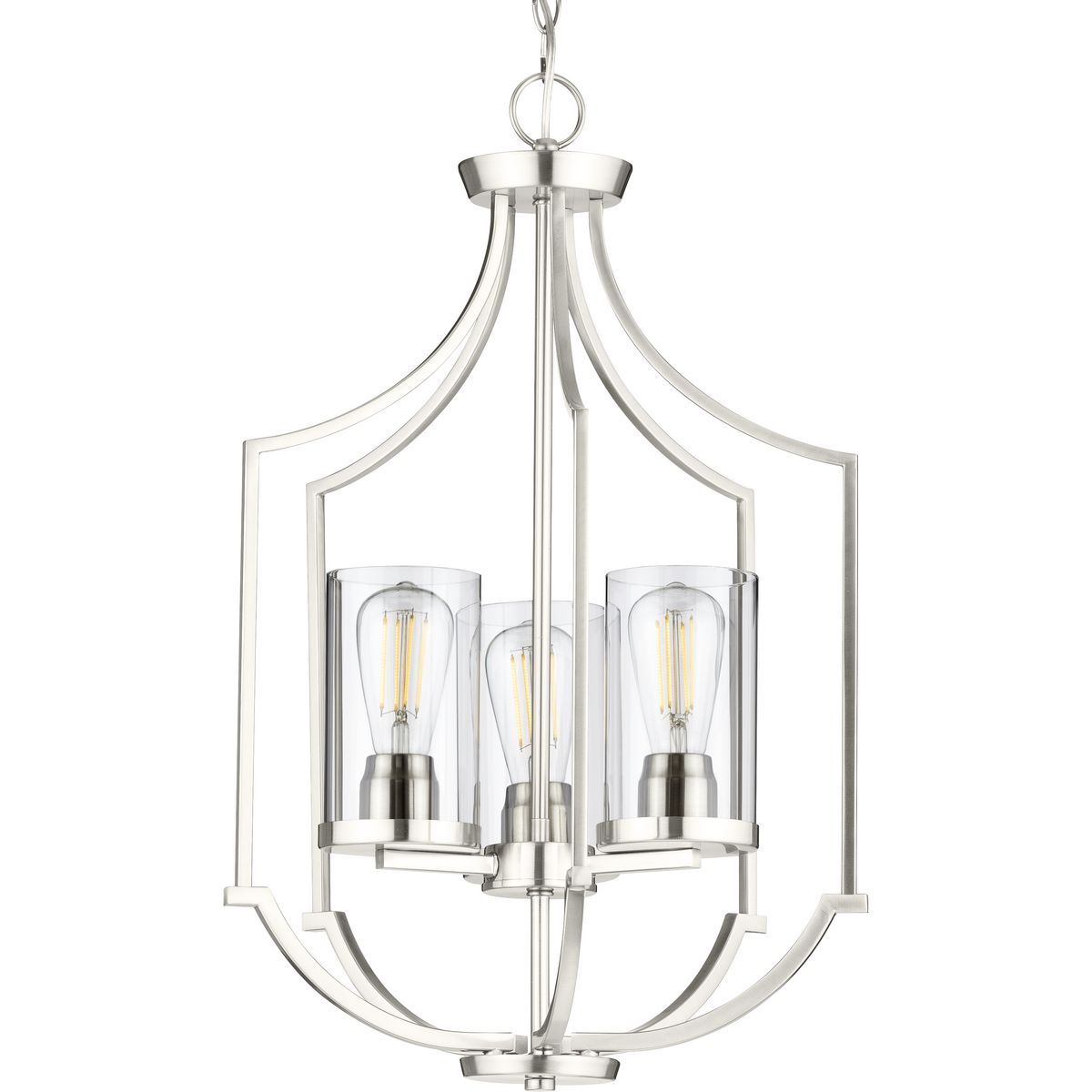PROGRESS LIGHTING P500209-009 Brushed Nickel Lassiter Collection Three-Light Brushed Nickel Foyer