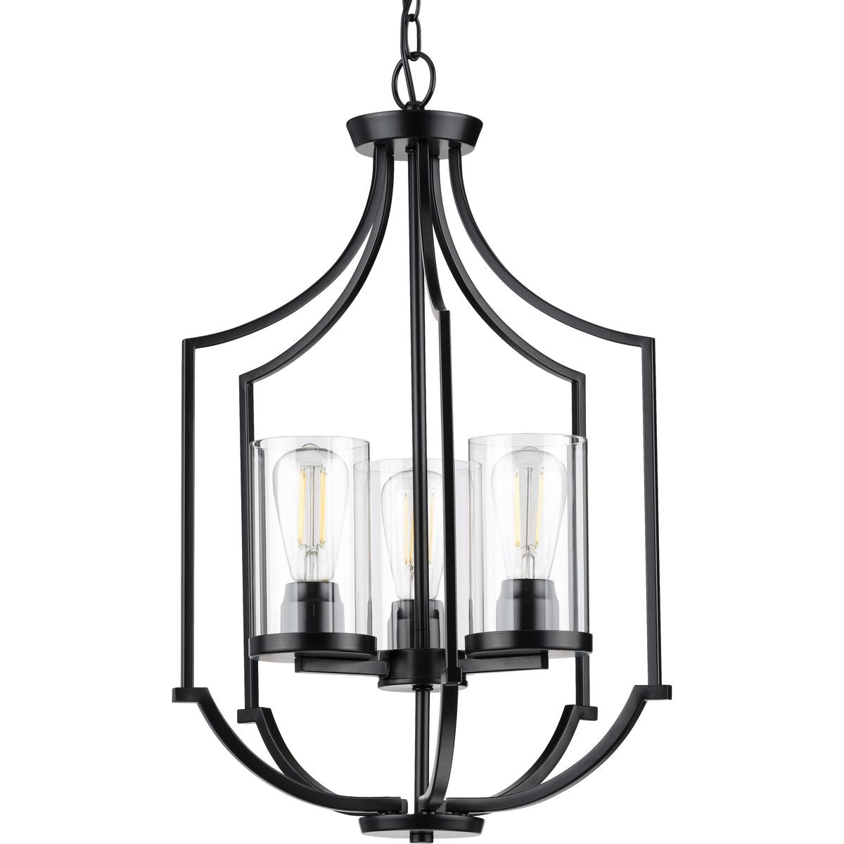 PROGRESS LIGHTING P500209-031 Matte Black Lassiter Collection Three-Light Matte Black Foyer