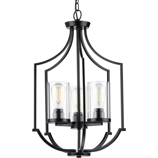 PROGRESS LIGHTING P500209-031 Matte Black Lassiter Collection Three-Light Matte Black Foyer