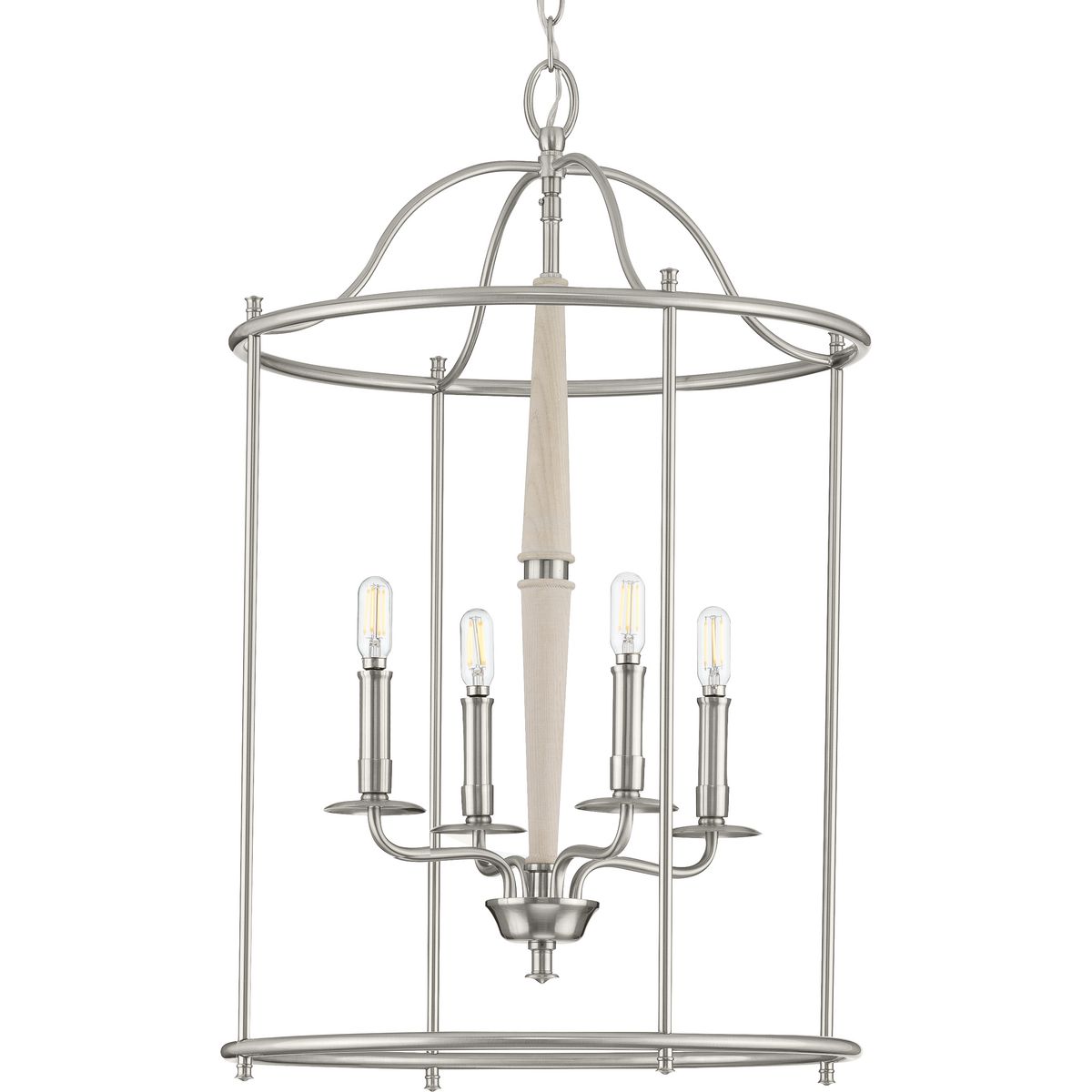 PROGRESS LIGHTING P500210-009 Brushed Nickel Durrell Collection Four-Light Brushed Nickel Medium Foyer