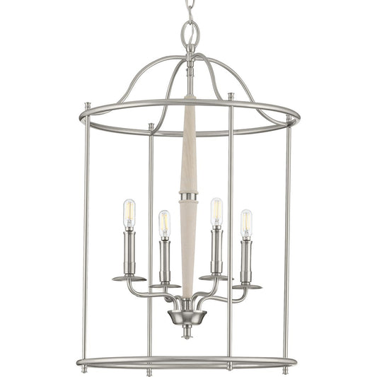 PROGRESS LIGHTING P500210-009 Brushed Nickel Durrell Collection Four-Light Brushed Nickel Medium Foyer