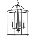 PROGRESS LIGHTING P500210-031 Matte Black Durrell Collection Four-Light Black Medium Foyer