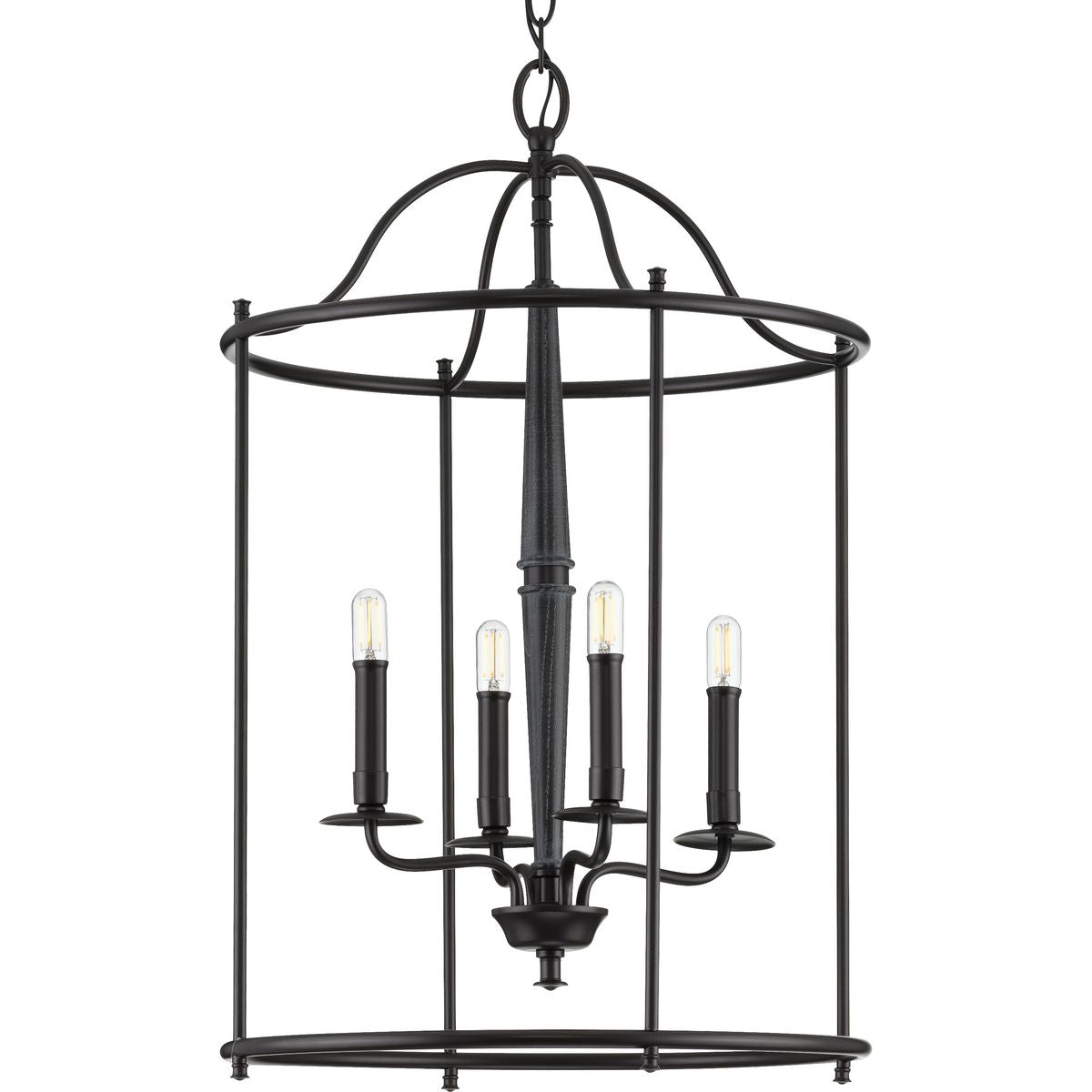 PROGRESS LIGHTING P500210-031 Matte Black Durrell Collection Four-Light Black Medium Foyer