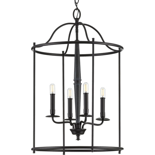 PROGRESS LIGHTING P500210-031 Matte Black Durrell Collection Four-Light Black Medium Foyer