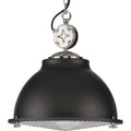 PROGRESS LIGHTING P500212-143 Graphite Medal Collection One-Light Graphite Clear Patterned Glass Coastal Pendant Light