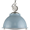 PROGRESS LIGHTING P500212-164 Coastal Blue Medal Collection One-Light Coastal Blue Clear Patterned Glass Coastal Pendant Light