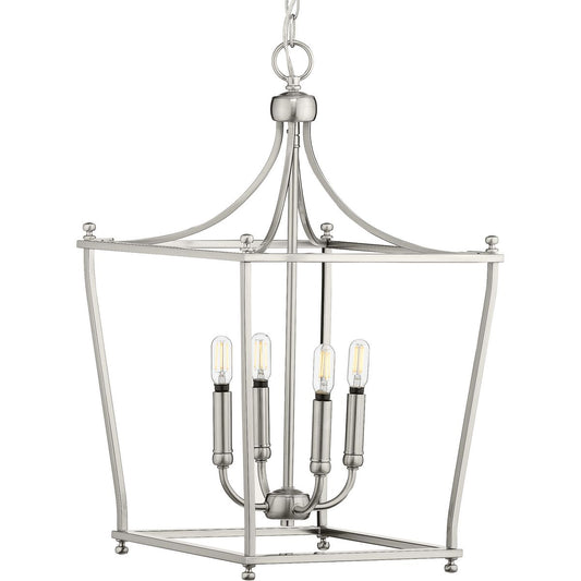 PROGRESS LIGHTING P500214-009 Brushed Nickel Parkhurst Collection Brushed Nickel Four-Light Foyer