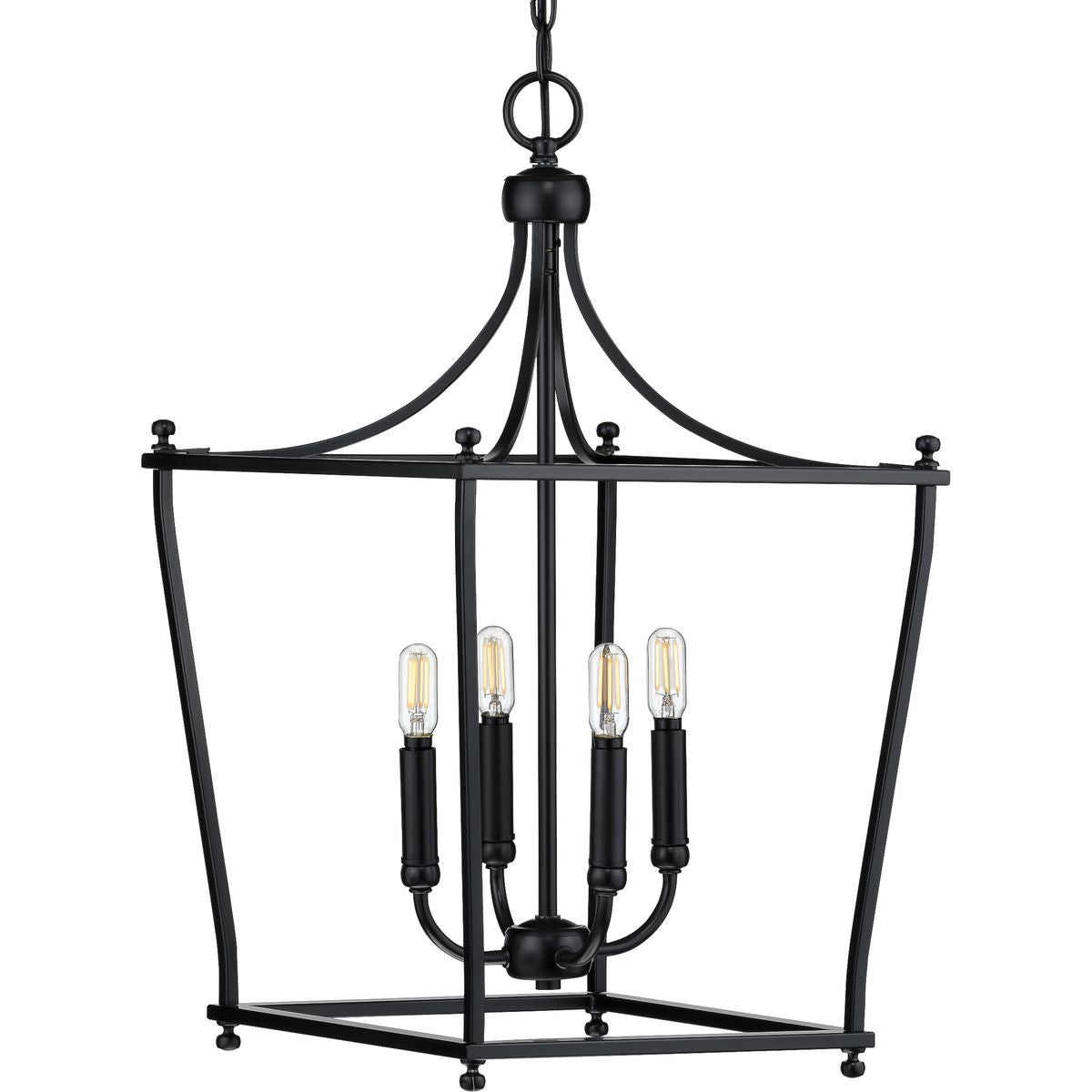 PROGRESS LIGHTING P500214-031 Matte Black Parkhurst Collection Black Four-Light Foyer