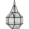 PROGRESS LIGHTING P500221-031 Matte Black Mauldin Collection One-Light Matte Black Clear Seeded Glass Global Pendant Light