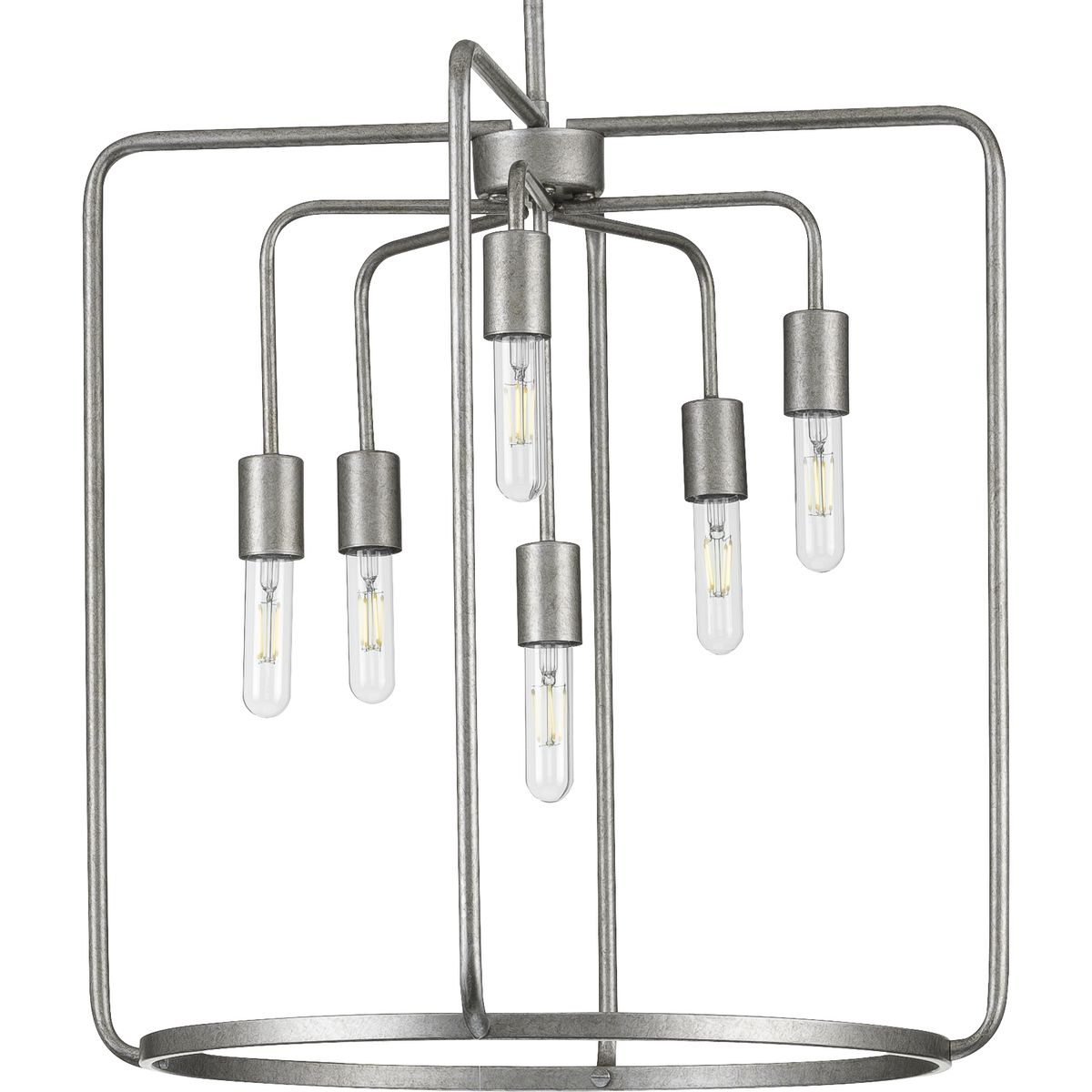 PROGRESS LIGHTING P500225-141 Galvanized Finish Bonn Collection Six-Light Galvanized Finish Farmhouse Pendant Light