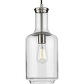 PROGRESS LIGHTING P500229-009 Brushed Nickel Latrobe Collection One-Light Brushed Nickel Clear Glass Coastal Pendant Light