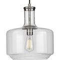PROGRESS LIGHTING P500231-009 Brushed Nickel Latrobe Collection One-Light Brushed Nickel Clear Glass Coastal Pendant Light