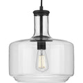 PROGRESS LIGHTING P500231-031 Matte Black Latrobe Collection One-Light Matte Black Clear Glass Coastal Pendant Light