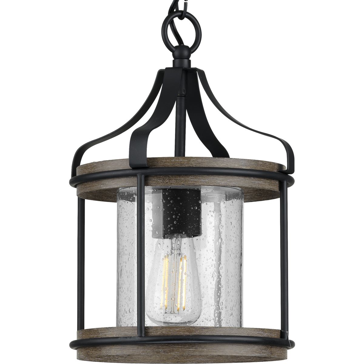 PROGRESS LIGHTING P500234-031 Matte Black Brenham Collection Black One-Light Outdoor Pendant