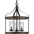 PROGRESS LIGHTING P500235-031 Matte Black Brenham Collection Black Three-Light Outdoor Pendant
