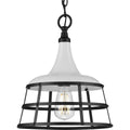 PROGRESS LIGHTING P500236-030 White Bastille Collection One-Light White Coastal Pendant Light