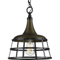 PROGRESS LIGHTING P500236-161 Aged Brass Bastille Collection One-Light Aged Brass Coastal Pendant Light