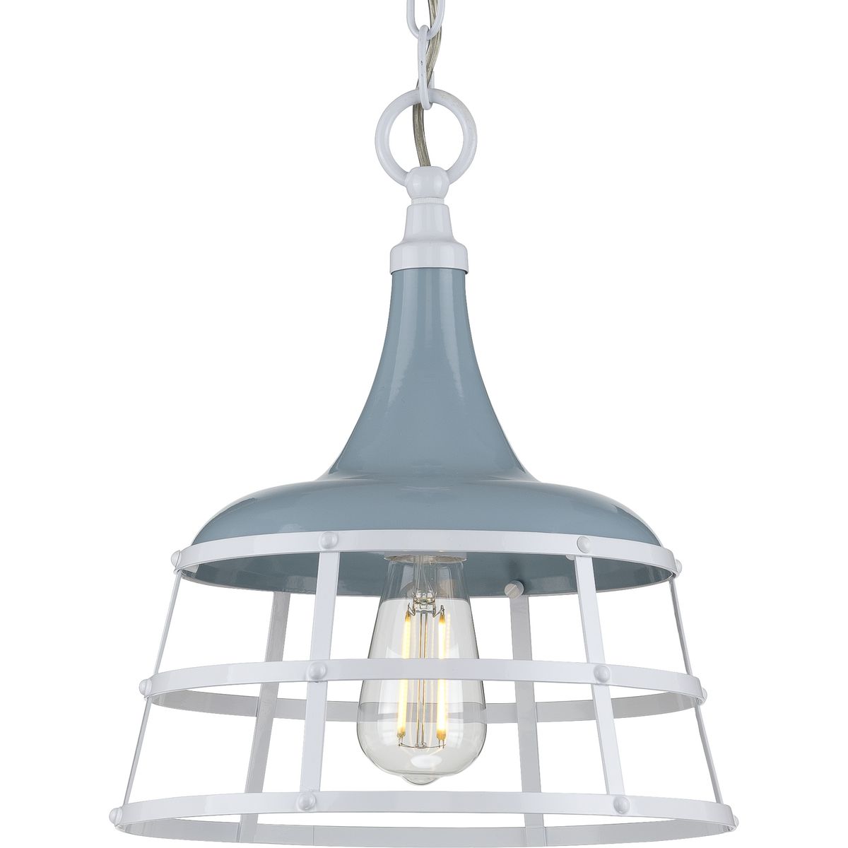 PROGRESS LIGHTING P500236-164 Coastal Blue Bastille Collection One-Light Coastal Blue Coastal Pendant Light