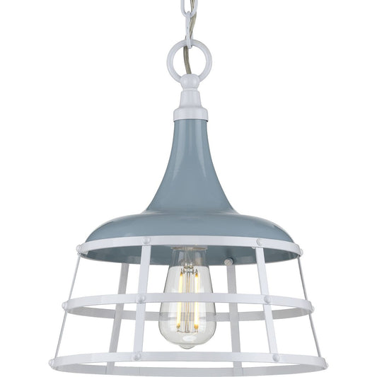 PROGRESS LIGHTING P500236-164 Coastal Blue Bastille Collection One-Light Coastal Blue Coastal Pendant Light