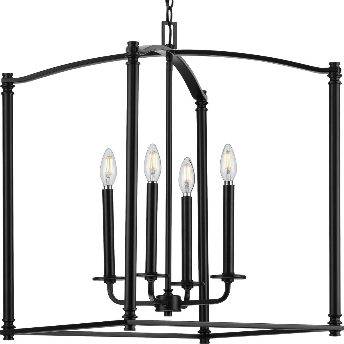 PROGRESS LIGHTING P500240-031 Matte Black Winslett Collection Black Four-Light Foyer