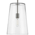 PROGRESS LIGHTING P500242-009 Brushed Nickel Clarion Collection One-Light Brushed Nickel Clear Glass Coastal Pendant Light
