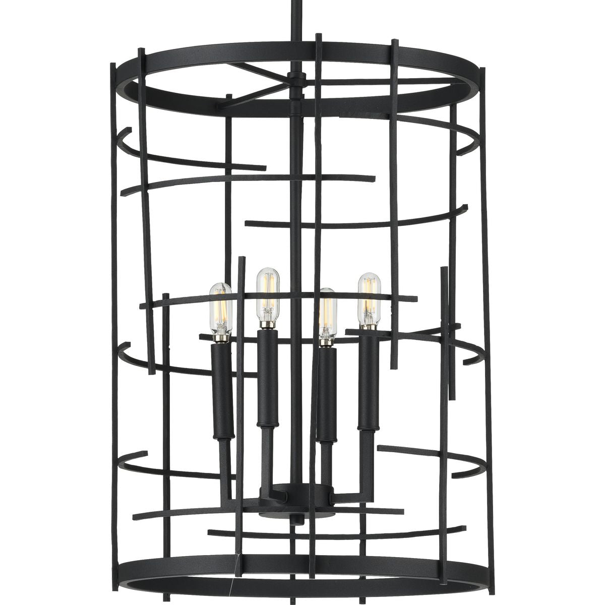 PROGRESS LIGHTING P500248-031 Textured Black Torres Collection Black Four-Light Foyer