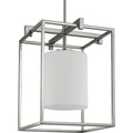 PROGRESS LIGHTING P500274-009 Brushed Nickel Chadwick Collection One-Light Brushed Nickel Etched Opal Glass Modern Pendant Light