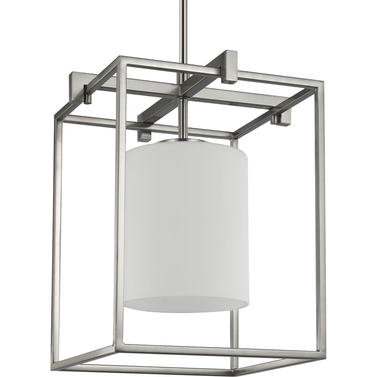 PROGRESS LIGHTING P500274-009 Brushed Nickel Chadwick Collection One-Light Brushed Nickel Etched Opal Glass Modern Pendant Light