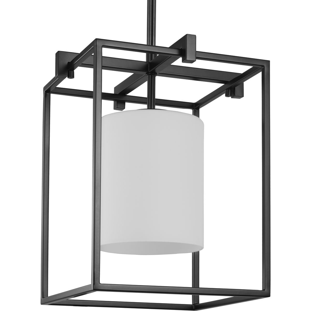 PROGRESS LIGHTING P500274-031 Matte Black Chadwick Collection One-Light Matte Black Etched Opal Glass Modern Pendant Light