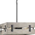PROGRESS LIGHTING P500277-031 Textured Black Hemsworth Collection Four-Light Textured Black Coastal Pendant Light