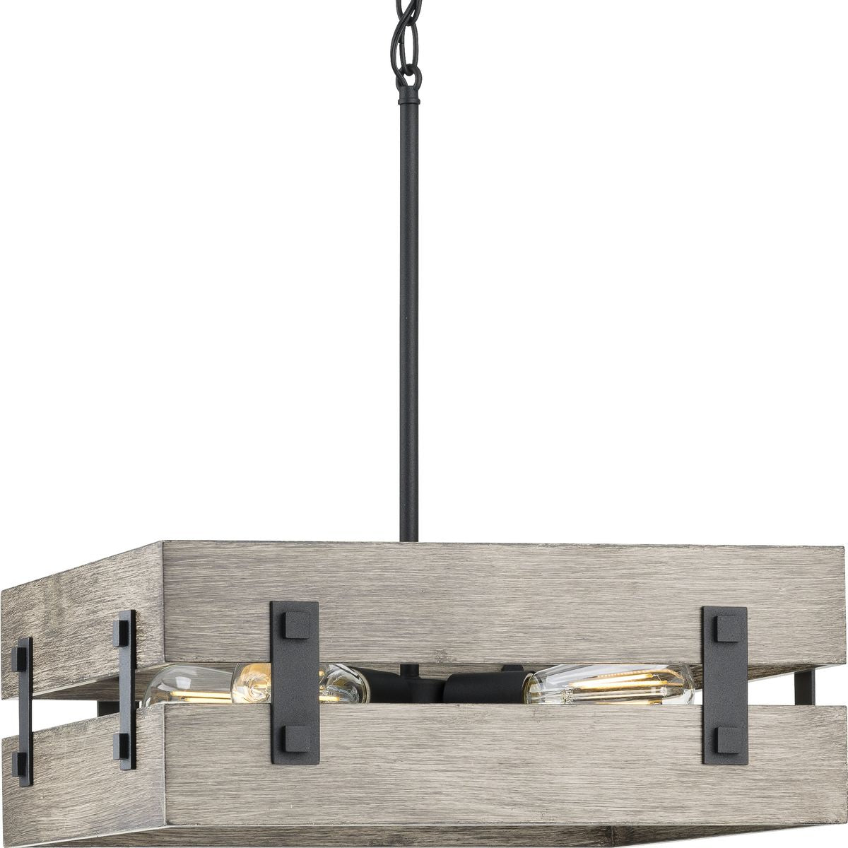 PROGRESS LIGHTING P500277-031 Textured Black Hemsworth Collection Four-Light Textured Black Coastal Pendant Light