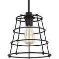 PROGRESS LIGHTING P500281-031 Matte Black Chambers Collection One-Light Matte Black Farmhouse Pendant Light