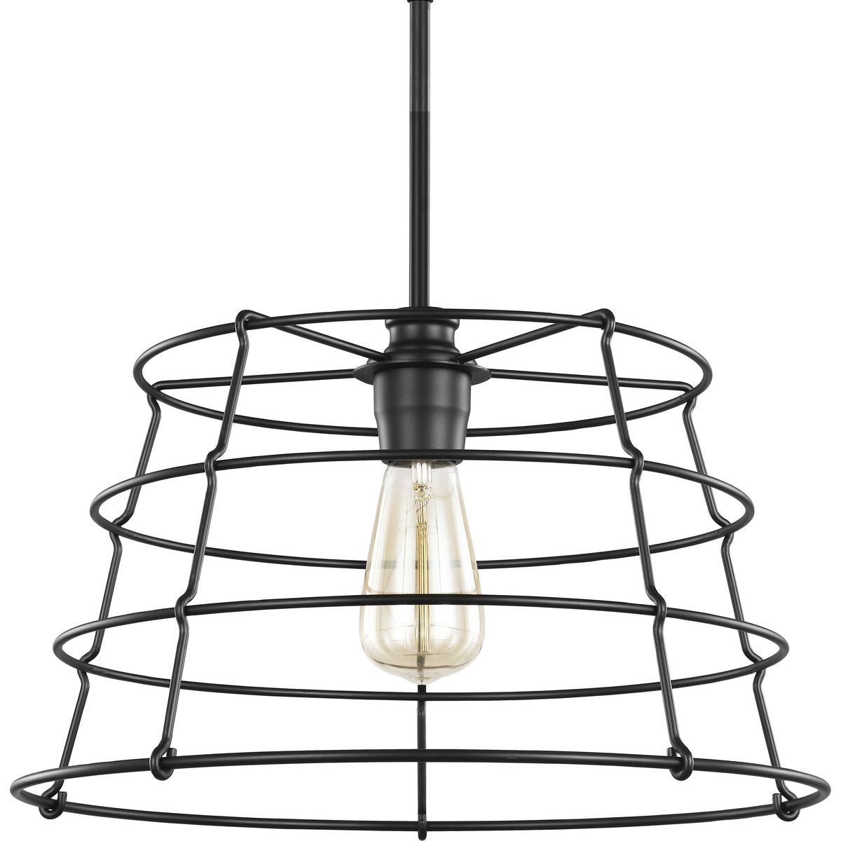 PROGRESS LIGHTING P500282-031 Matte Black Chambers Collection One-Light Matte Black Farmhouse Pendant Light
