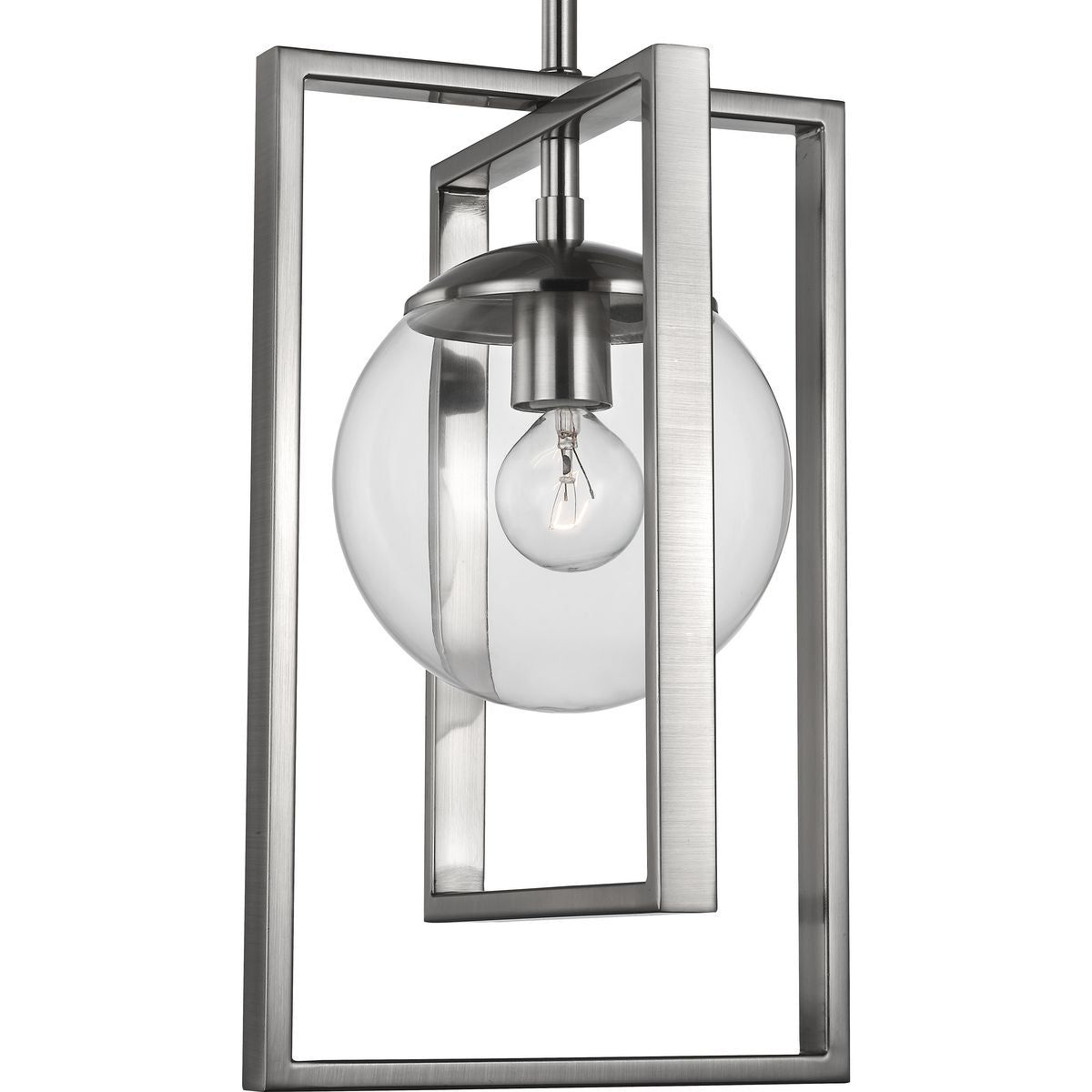 PROGRESS LIGHTING P500283-009 Brushed Nickel Atwell Collection One-Light Brushed Nickel Clear Glass Luxe Pendant Light