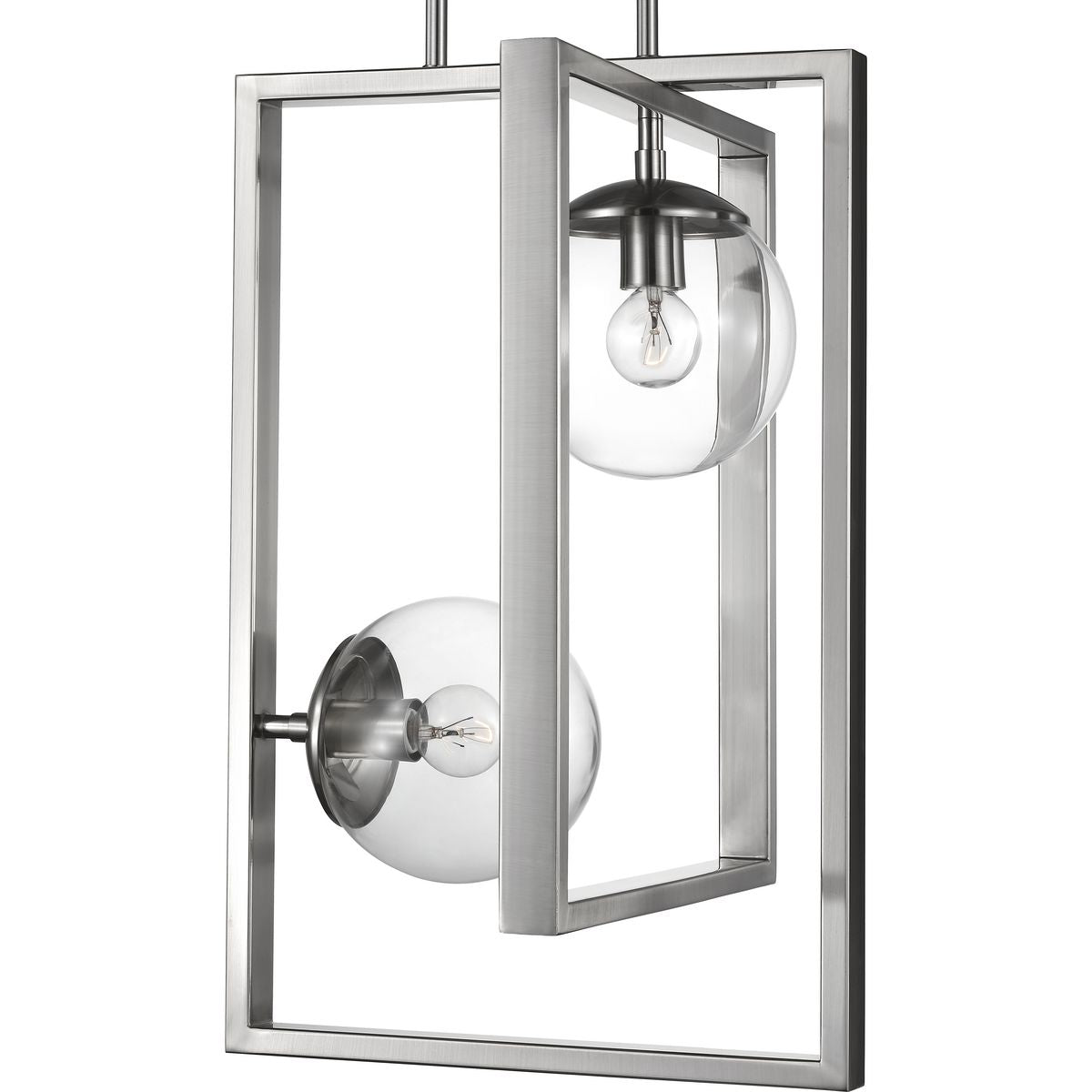 PROGRESS LIGHTING P500284-009 Brushed Nickel Atwell Collection Two-Light Brushed Nickel Clear Glass Luxe Pendant Light