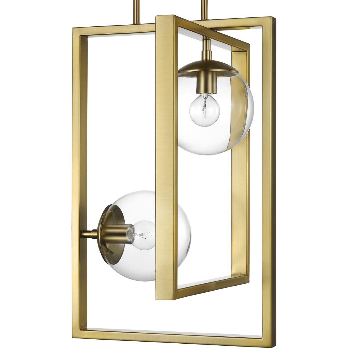 PROGRESS LIGHTING P500284-109 Brushed Bronze Atwell Collection Two-Light Brushed Bronze Clear Glass Luxe Pendant Light