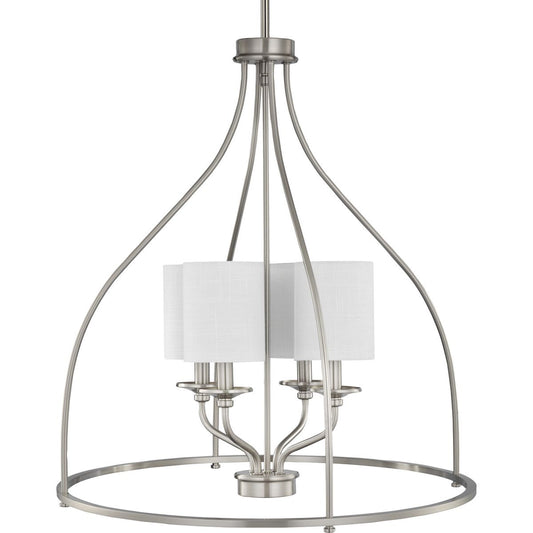 PROGRESS LIGHTING P500285-009 Brushed Nickel Bonita Collection Four-Light Brushed Nickel Foyer Chandelier