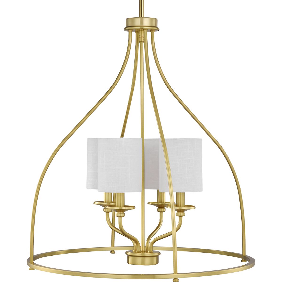 PROGRESS LIGHTING P500285-012 Satin Brass Bonita Collection Four-Light Satin brass Foyer Chandelier