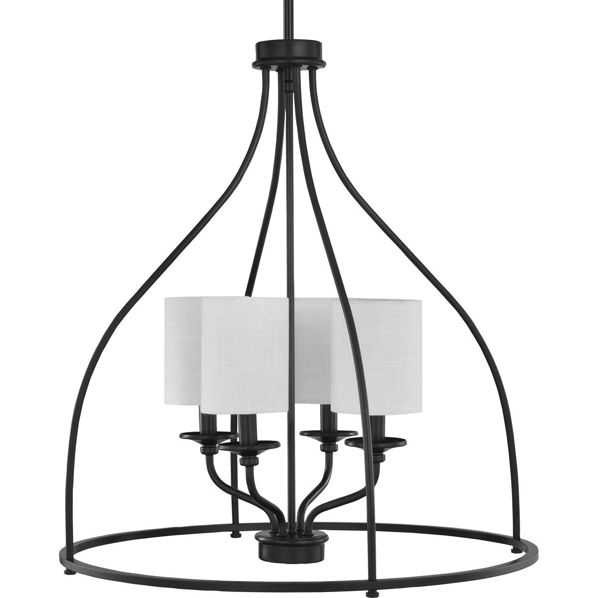 PROGRESS LIGHTING P500285-031 Matte Black Bonita Collection Four-Light Black Foyer Chandelier