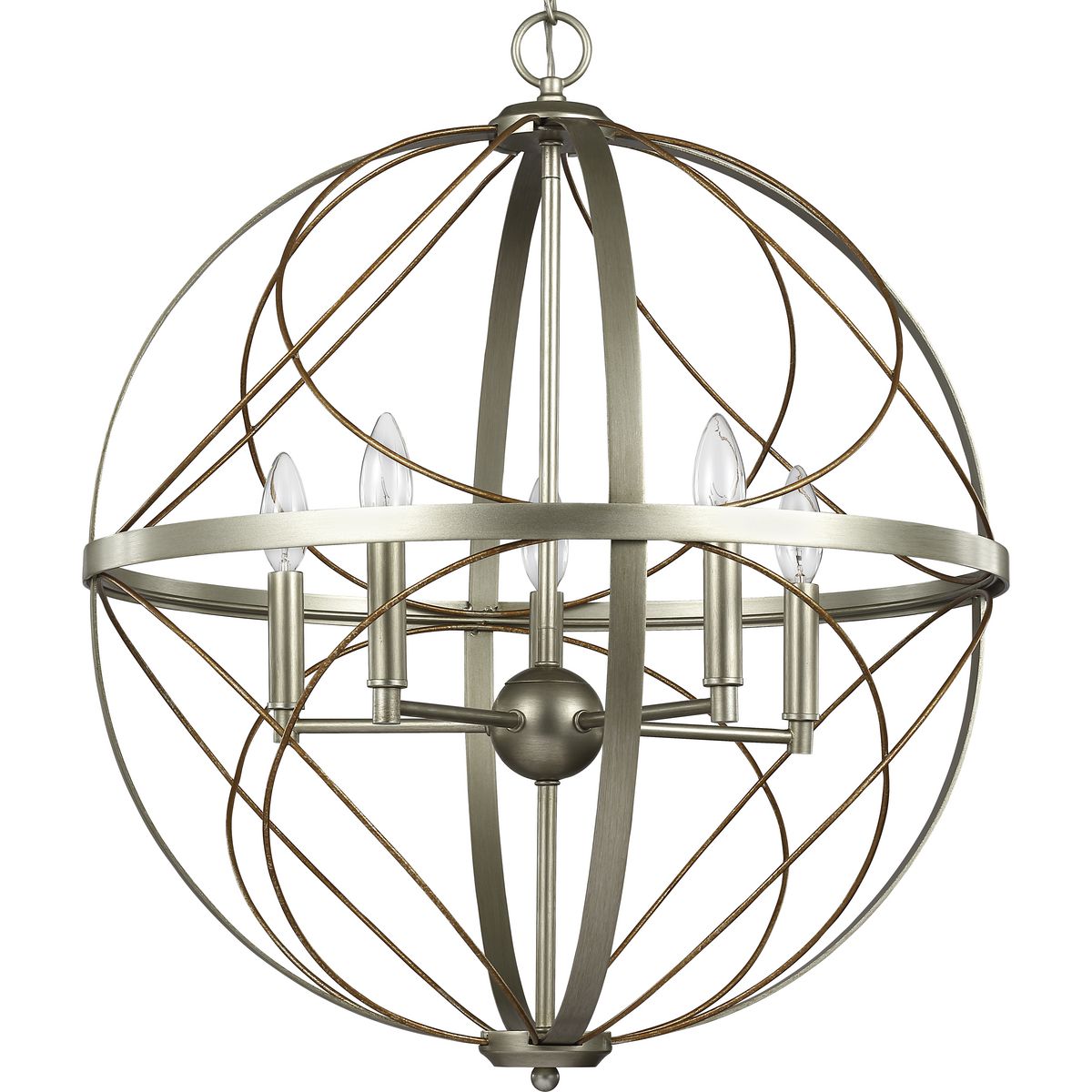 PROGRESS LIGHTING P500287-134 Silver Ridge Brandywine Collection Five-Light Silver Ridge Farmhouse Pendant Light