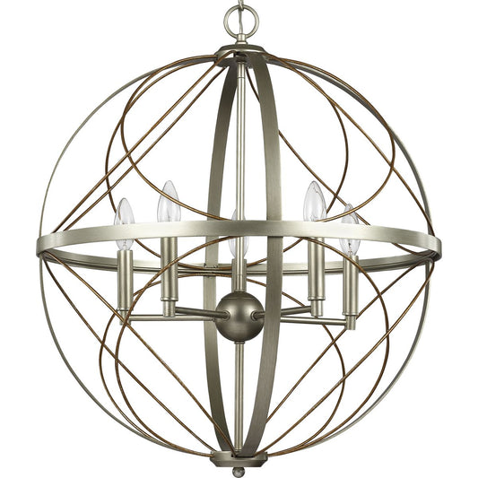 PROGRESS LIGHTING P500287-134 Silver Ridge Brandywine Collection Five-Light Silver Ridge Farmhouse Pendant Light