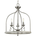 PROGRESS LIGHTING P500296-009 Brushed Nickel Vinings Collection Three-Light Brushed Nickel and Grey Washed Oak Foyer Pendant Light