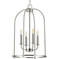 PROGRESS LIGHTING P500302-009 Brushed Nickel Leyden Collection Four-Light Brushed Nickel Farmhouse Style Foyer Pendant Light