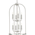PROGRESS LIGHTING P500303-009 Brushed Nickel Leyden Collection Eight-Light Brushed Nickel Farmhouse Style Foyer Pendant Light