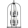 PROGRESS LIGHTING P500303-031 Matte Black Leyden Collection Eight-Light Matte Black Farmhouse Style Foyer Pendant Light