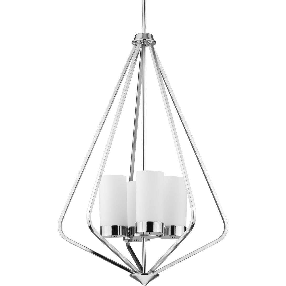 PROGRESS LIGHTING P500305-015 Polished Chrome Elevate Collection Four-Light Polished Chrome and Etched White Glass Modern Style Hanging Pendant Light